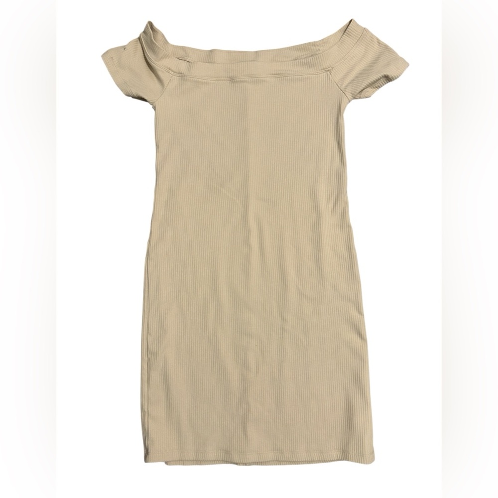 Old Navy Cream Ribbed Knit Off Shoulder Bodycon Dress Large
